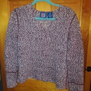 Vintage 90's Next Era Maroon and White Knit Bell Sleeve Sweater